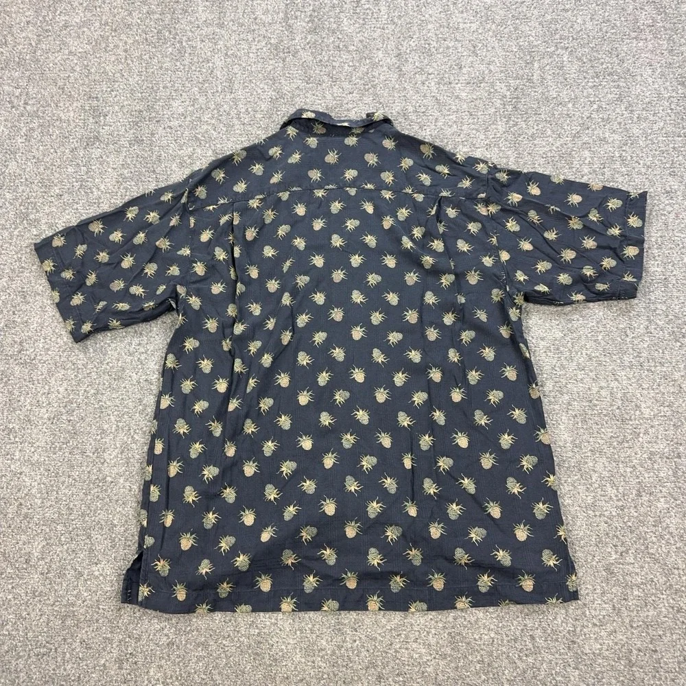 Tommy Bahama Shirt Mens M Blue Pineapple Silk Short Sleeve Button Up Hawaiian